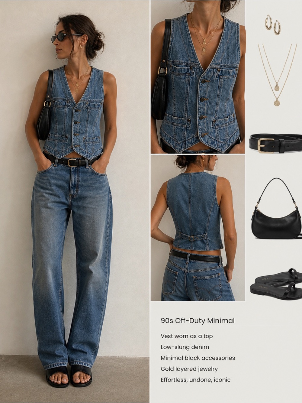 LizWear | Vintage Denim Vest | Cotton | Size M - Picture 14 of 14